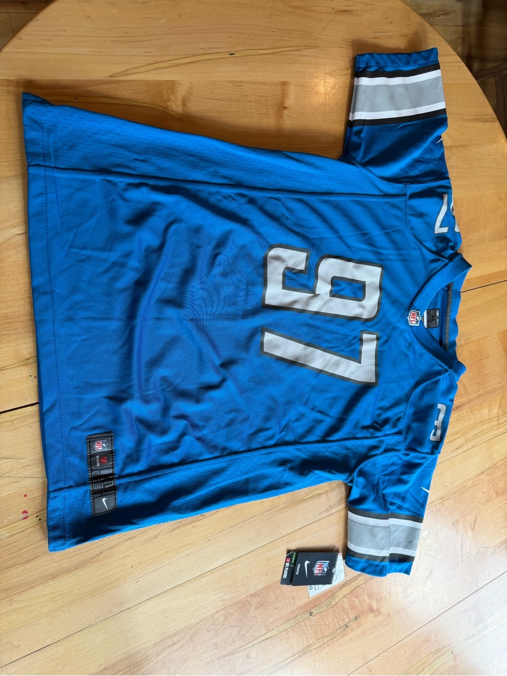Nike youth  Detroit lions Hutchinson Blue #97 Football Jersey with White Numbers